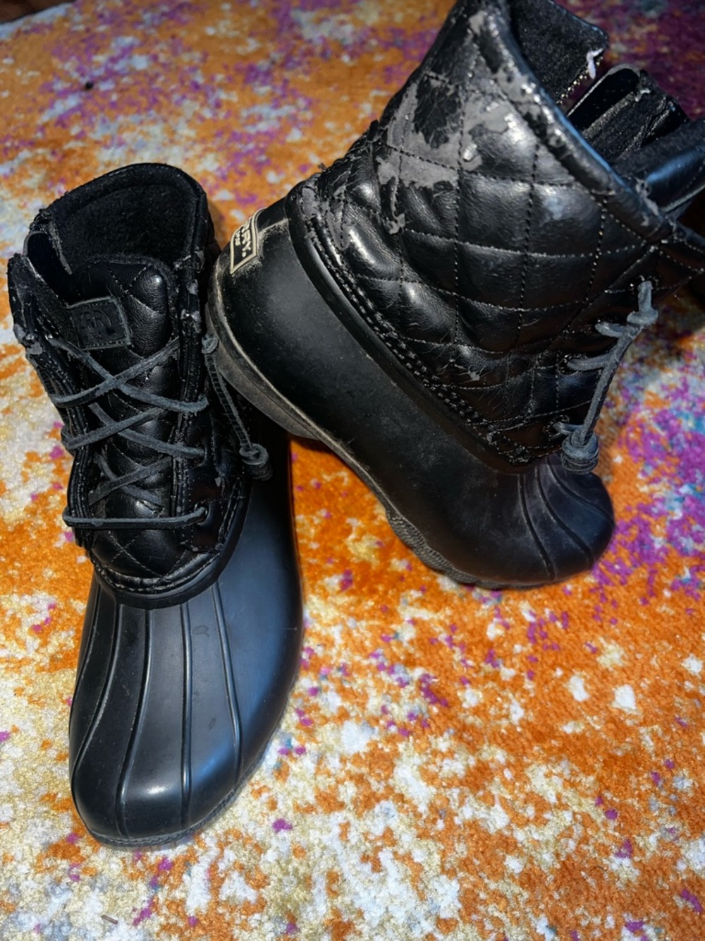Sperry Black Quilted Duck Boots